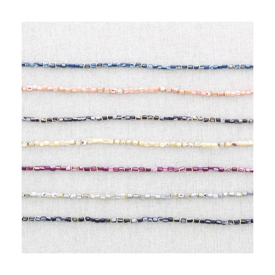 STEEL SHORT NECKLACE WITH NACRE BEADS