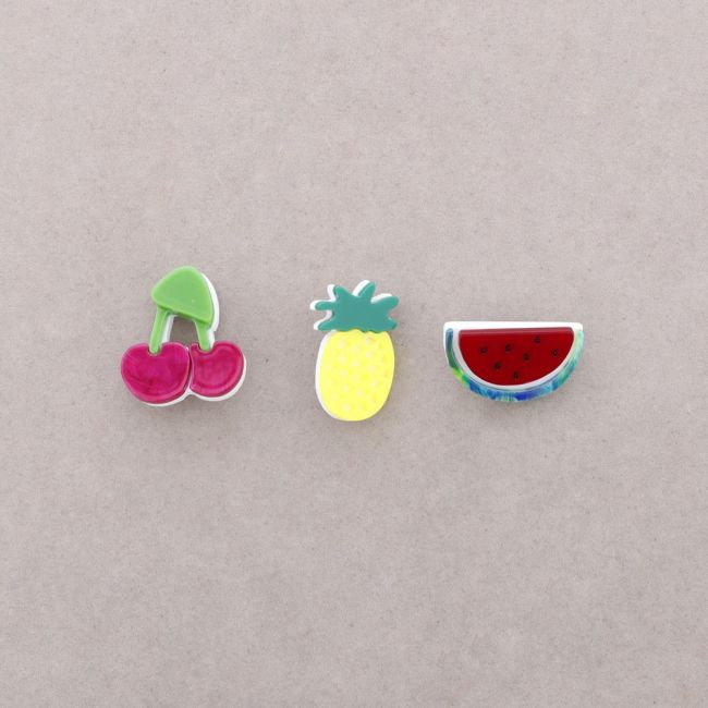 BROCHE SET 3 FRUTAS RESINA