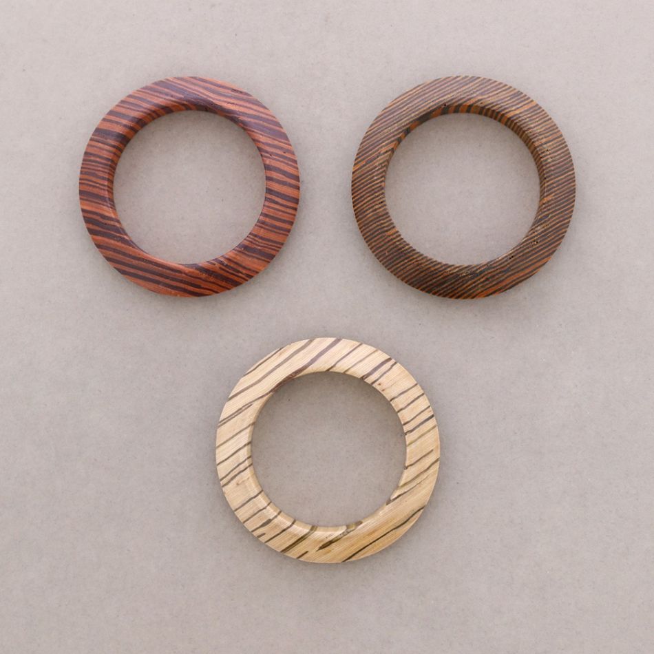 TRIANGULAR WOODEN RIGID BRACELET 1.7CM