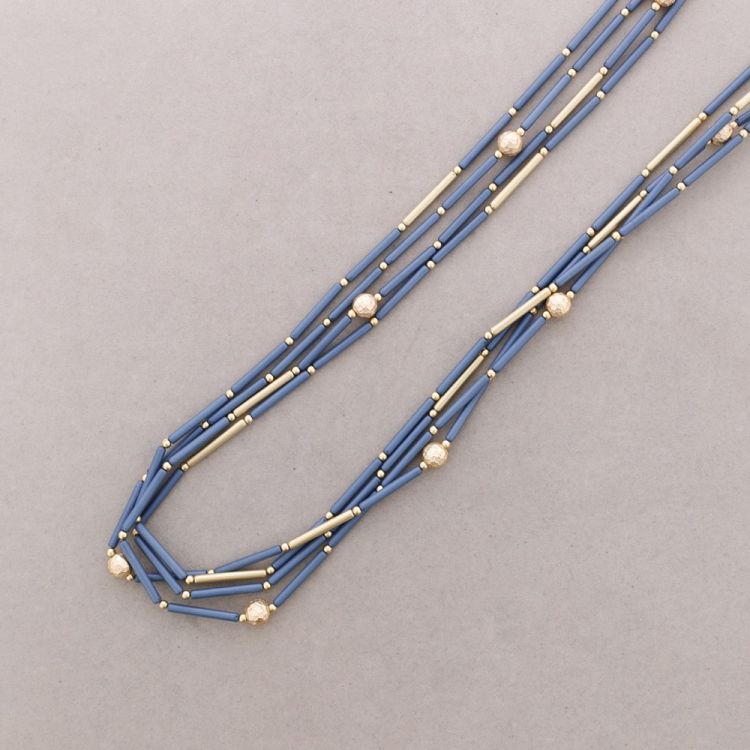 COLLAR LARGO CUATRO TIRAS CUENTAS METAL RESINA 2