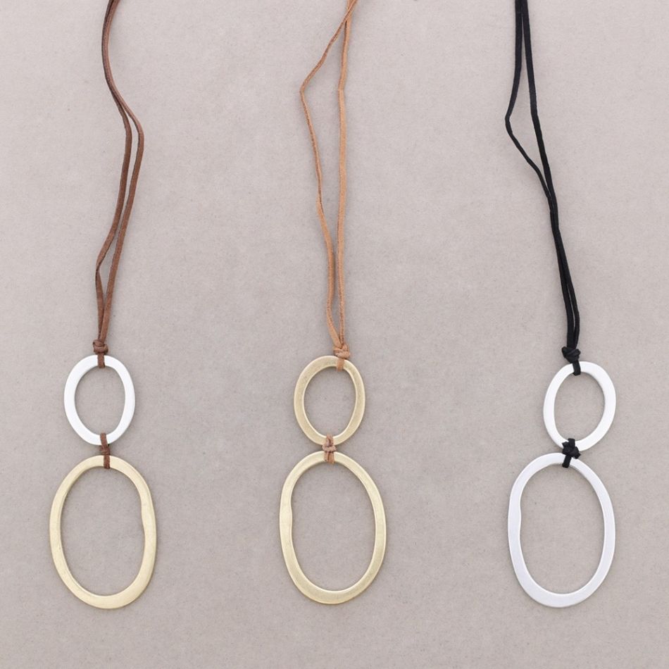 COLLAR LARGO COLGANTE DOBLE ARO IRREGULAR