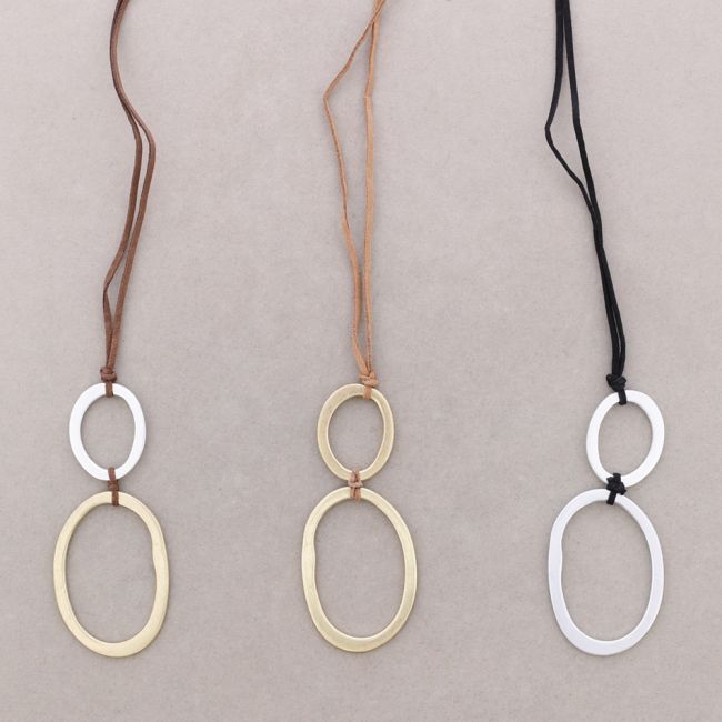 LONG IRREGULAR DOUBLE HOOP PENDANT NECKLACE