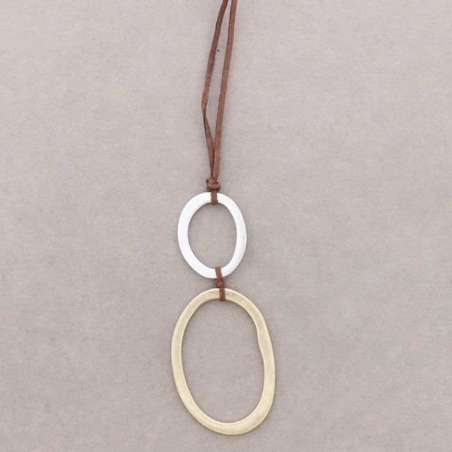 LONG IRREGULAR DOUBLE HOOP PENDANT NECKLACE