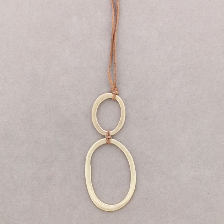 LONG IRREGULAR DOUBLE HOOP PENDANT NECKLACE