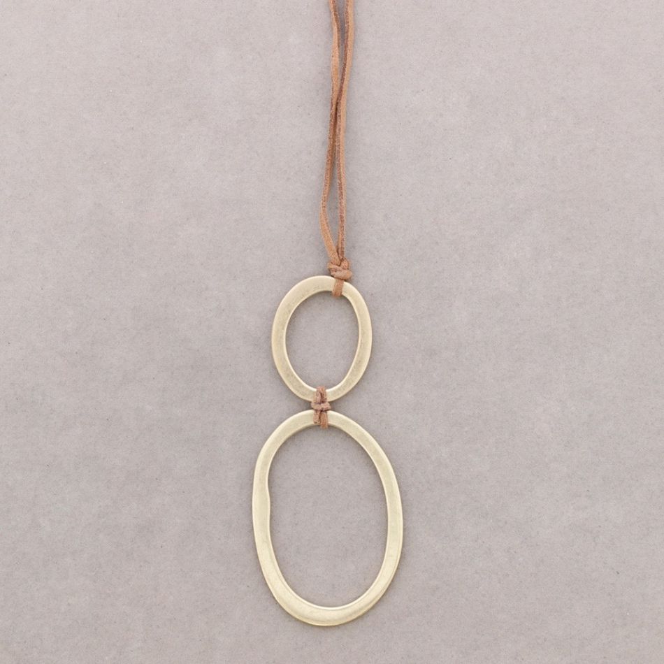 LONG IRREGULAR DOUBLE HOOP PENDANT NECKLACE
