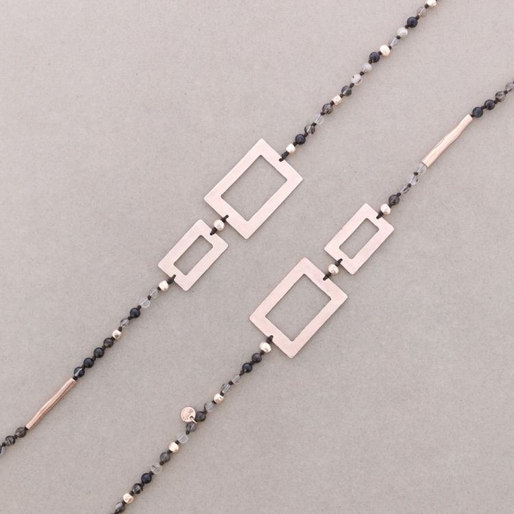 COLLAR LARGO PIEDRAS RETANGULOS METAL