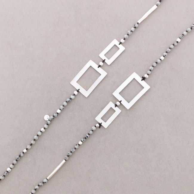 COLLAR LARGO PIEDRAS RETANGULOS METAL