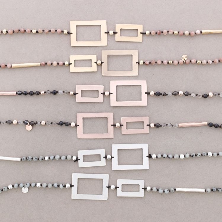 LONG NECKLACE WITH METAL RECTANGLES STONES 2