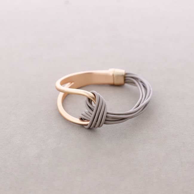 SEMI-RIGID LEATHER METAL BRACELET