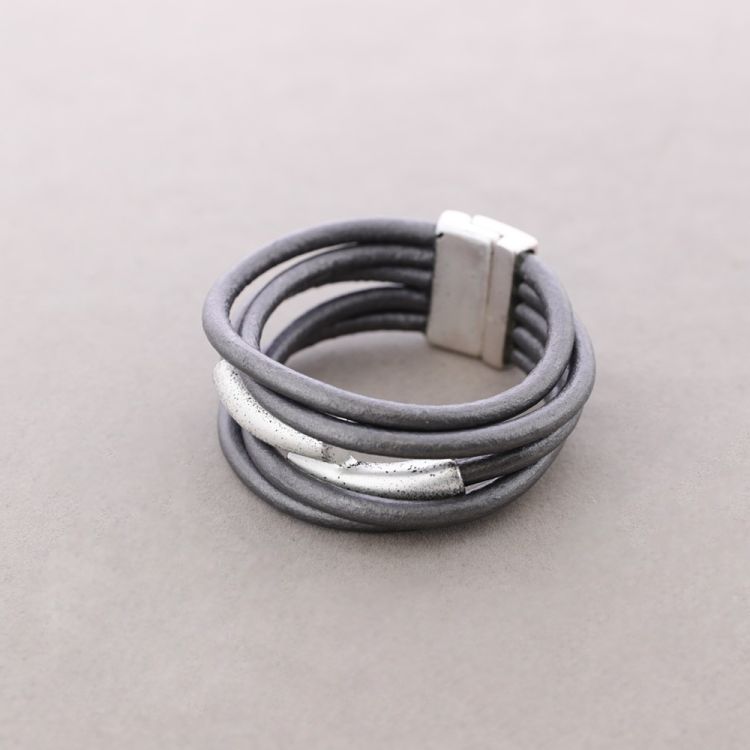PULSERA CUERO CUENTA METAL CIERRE IMAN
