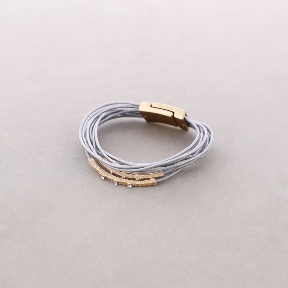 PULSERA CUERO CUENTA METAL CIERRE IMAN