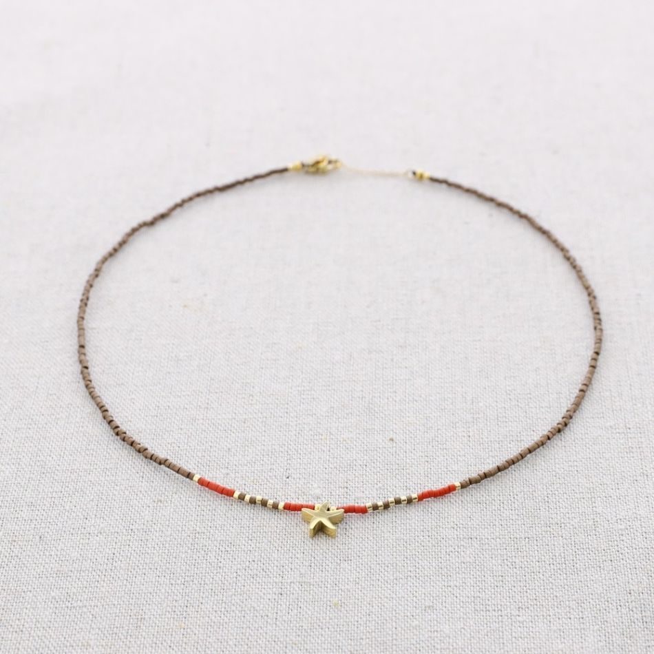 GARGANTILLA ACERO CUENTAS MIYUKI ESTRELLA DE MAR