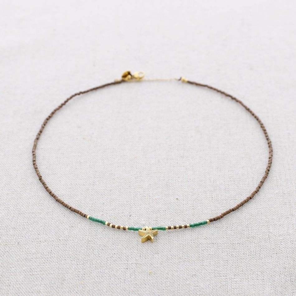 STARFISH MIYUKI BEADS STEEL SHORT NECKLACE