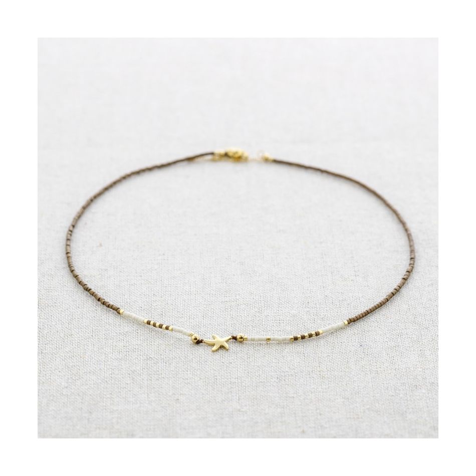 STARFISH MIYUKI BEADS STEEL SHORT NECKLACE