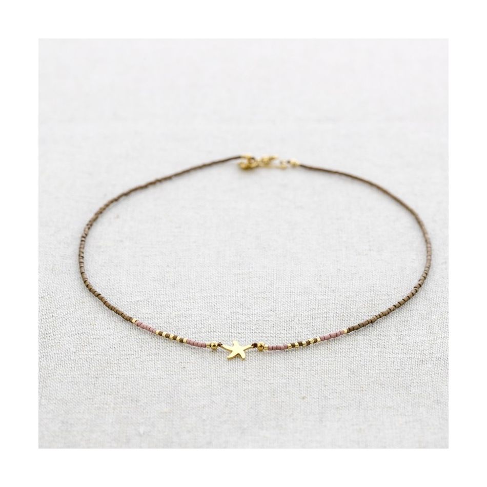 STARFISH MIYUKI BEADS STEEL SHORT NECKLACE