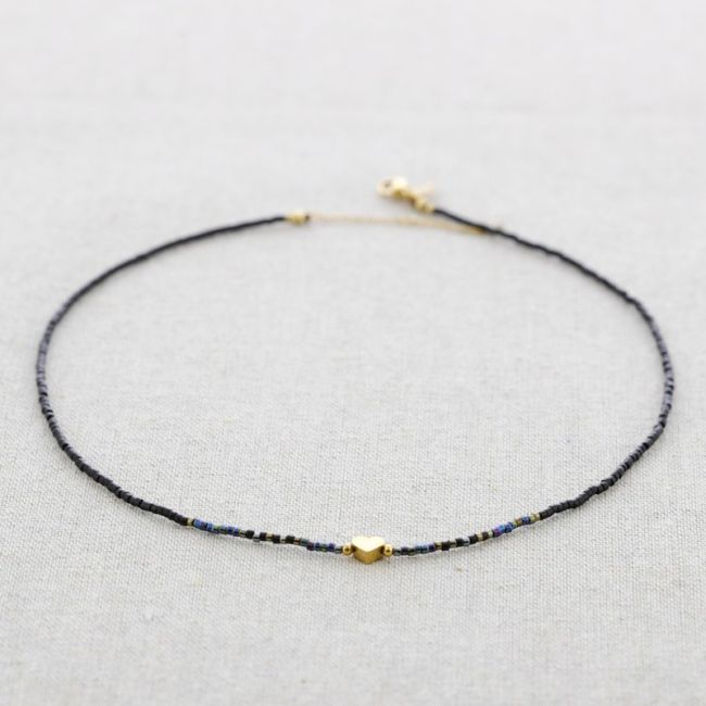 HEART MIYUKI BEADS STEEL SHORT NECKLACE
