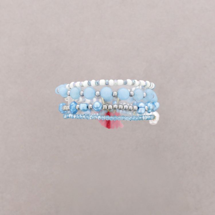 PULSERA 4 TIRAS CUENTAS METAL PIEDRAS 2