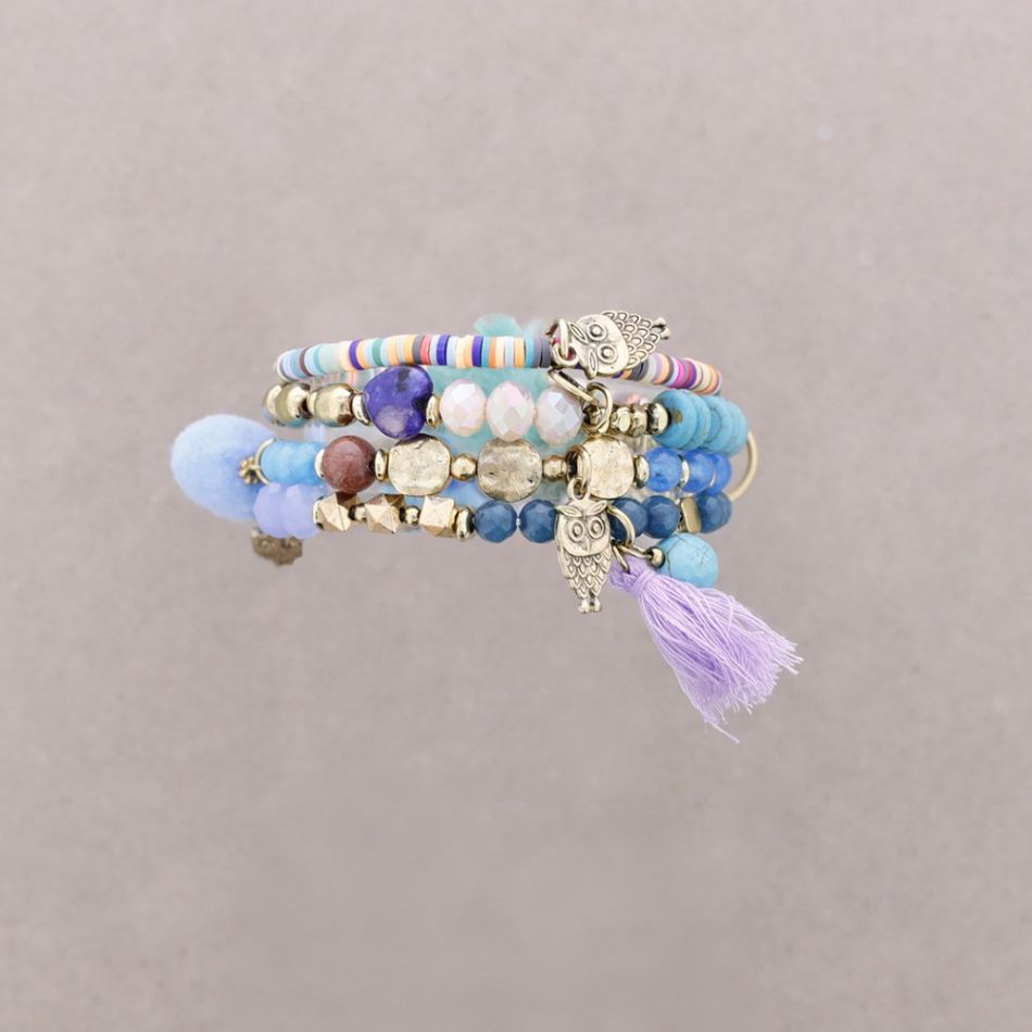BRACELET 4 STRAPS BEADS