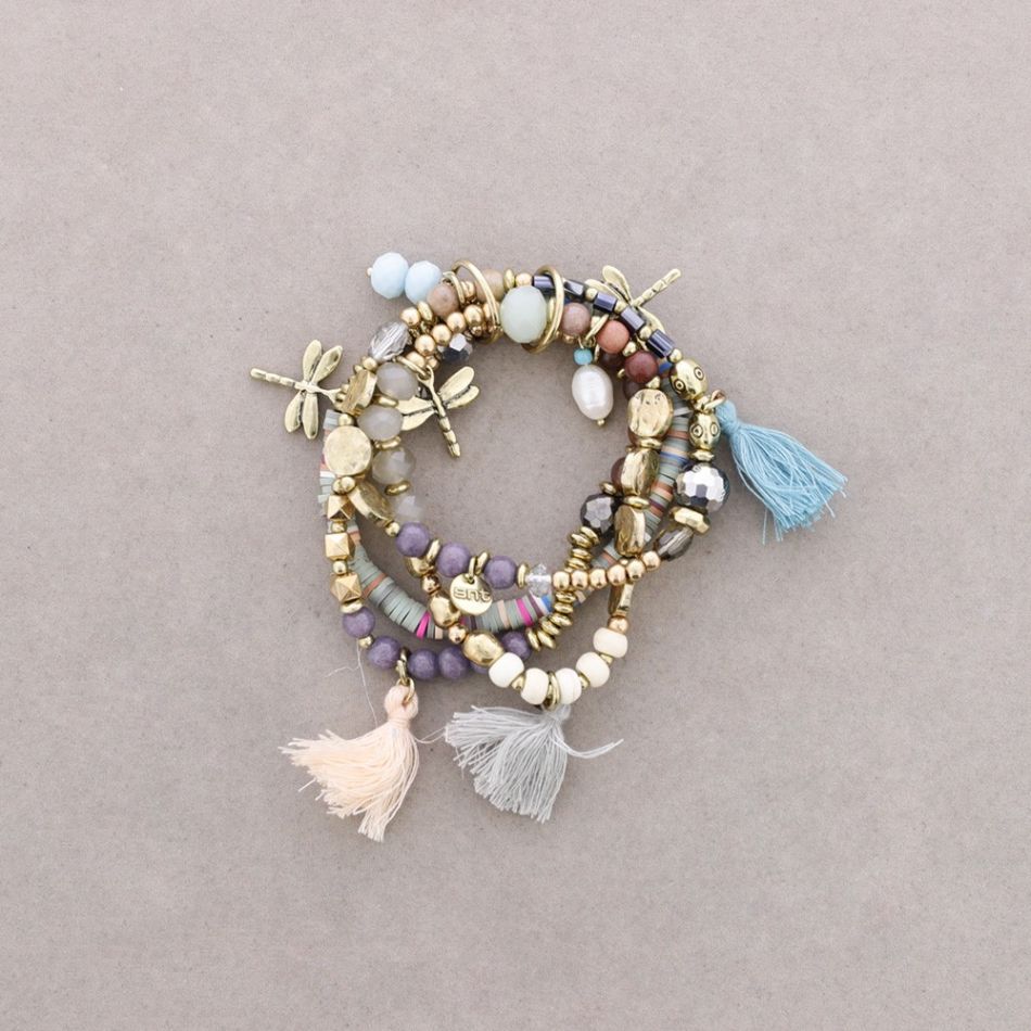 BRACELET 4 STRAPS BEADS