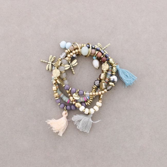BRACELET 4 STRAPS BEADS