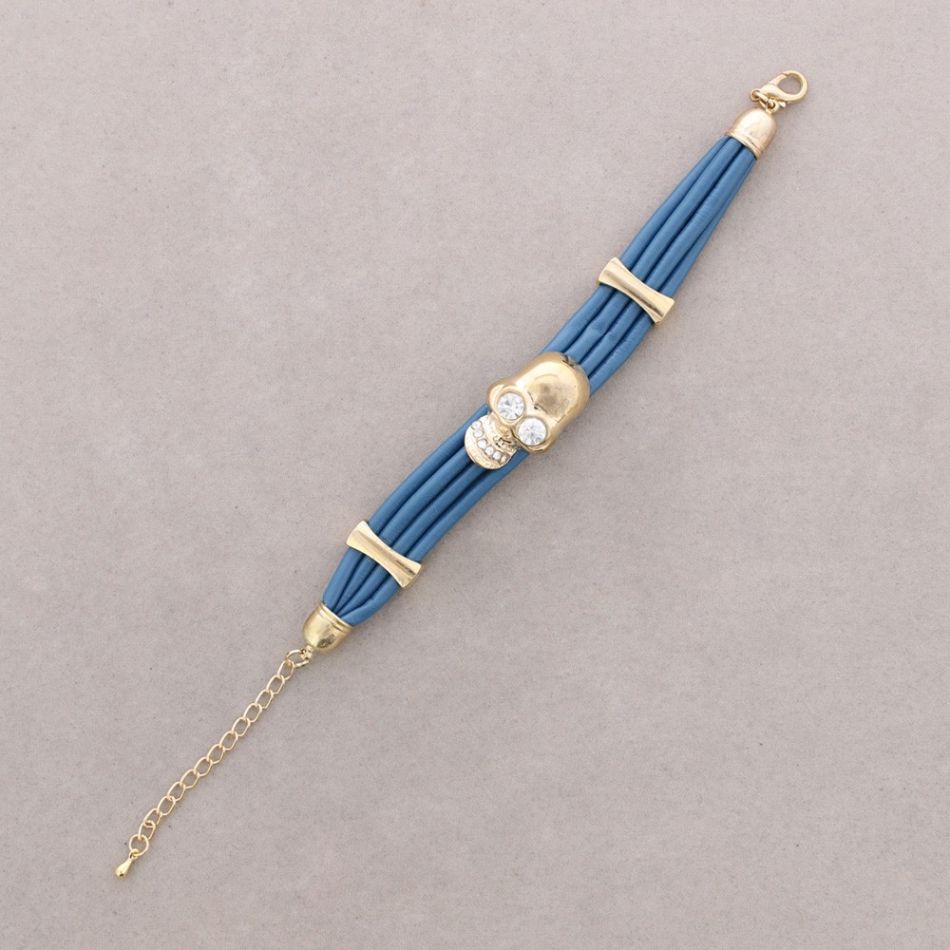 PULSERA CUERO METAL CRISTAL