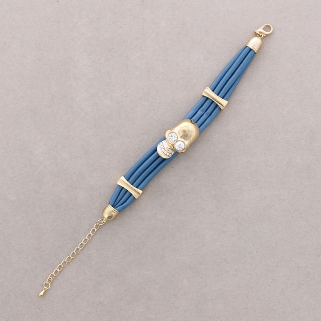 PULSERA CUERO METAL CRISTAL