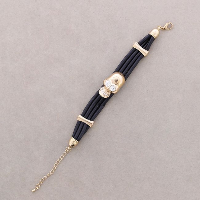 PULSERA CUERO METAL CRISTAL