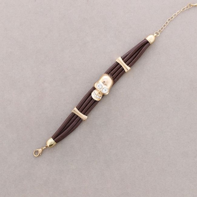 PULSERA CUERO METAL CRISTAL