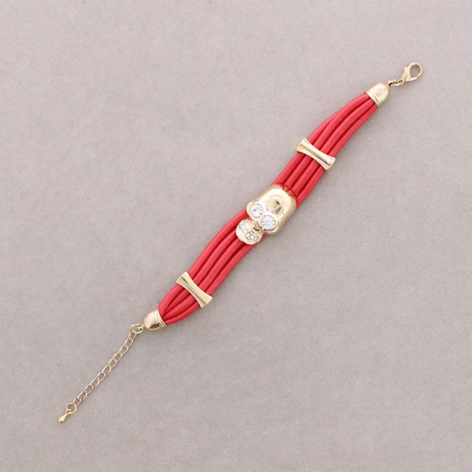PULSERA CUERO METAL CRISTAL