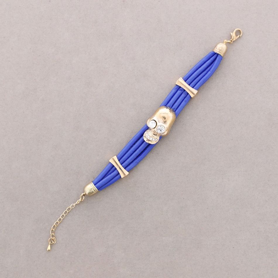 PULSERA CUERO METAL CRISTAL