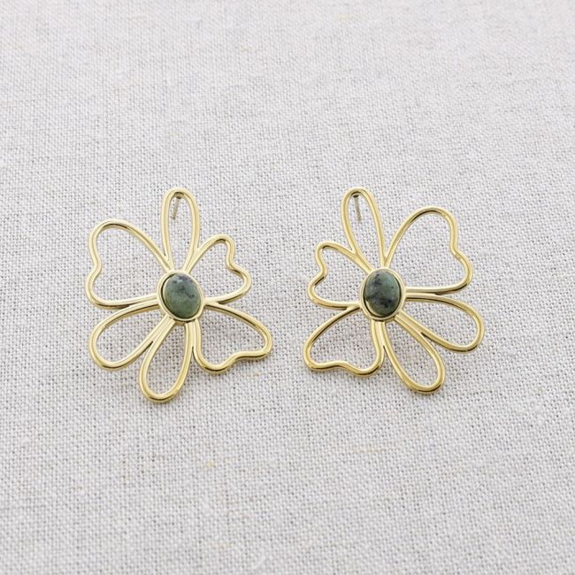 STONE FLOWER STEEL EARRINGS