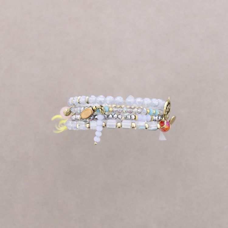 PULSERA 4 TIRAS CUENTAS METAL PIEDRAS 2