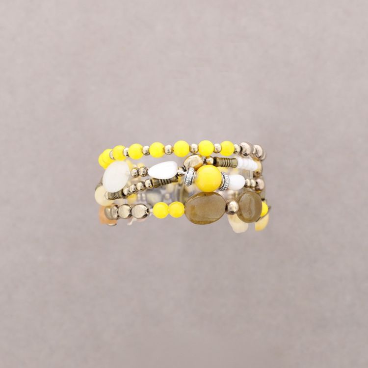 PULSERA 4 TIRAS CUENTAS METAL PIEDRAS 2