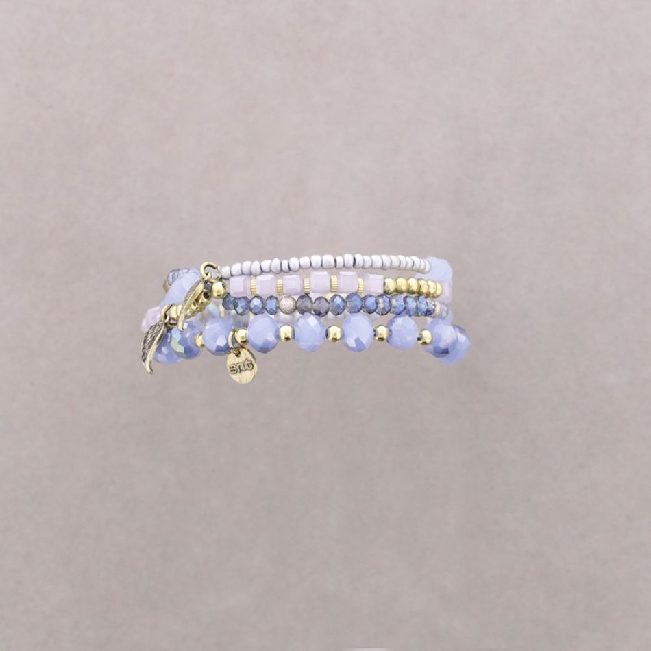 PULSERA 4 TIRAS CUENTAS METAL PIEDRAS