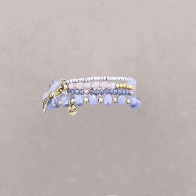 PULSERA 4 TIRAS CUENTAS METAL PIEDRAS