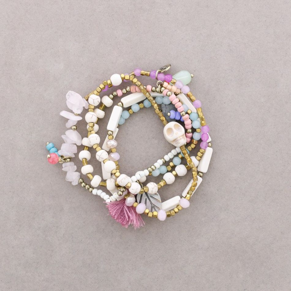 PULSERA ELÁSTICA 5 VUELTAS CUENTAS