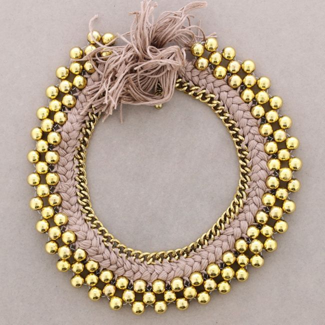 Beaded choker with braided thread