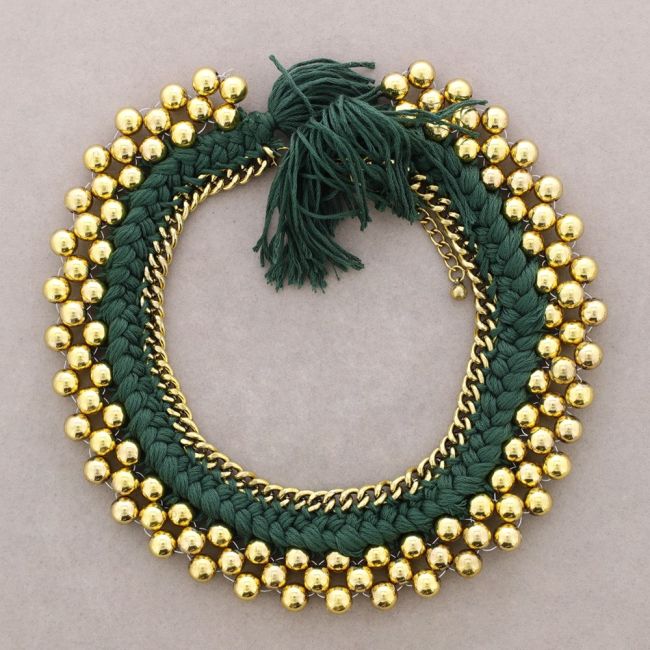 Beaded choker with braided thread