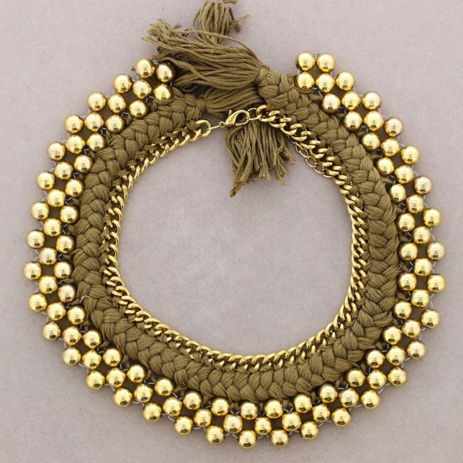 Beaded choker with braided thread