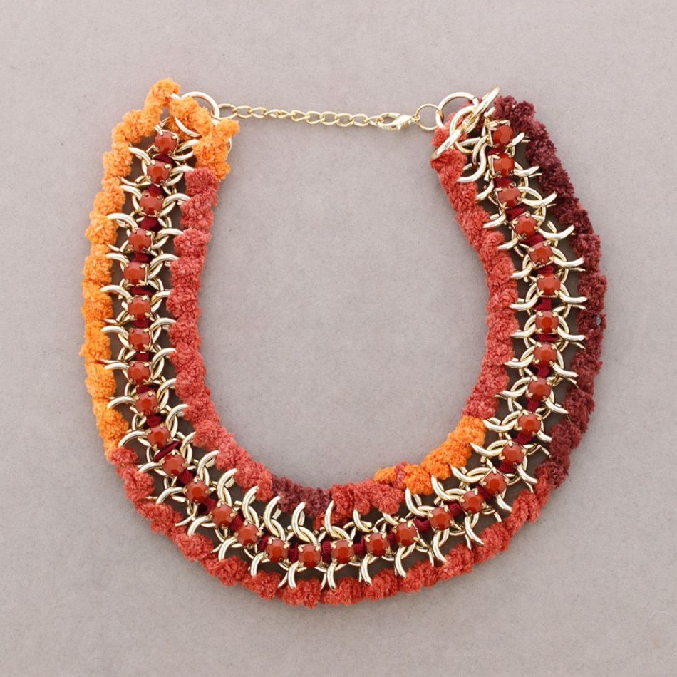 CHAIN ??CHOKER WITH BRAIDED CORD