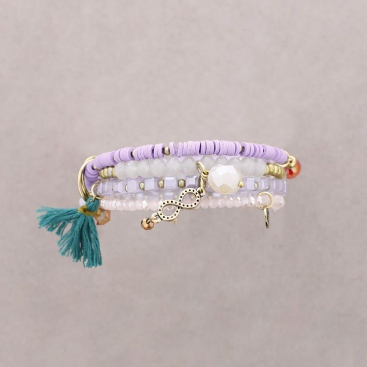 PULSERA 4 TIRAS CUENTAS METAL PIEDRAS 2