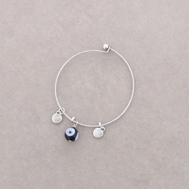 Metal and glass beaded hoop bracelet
