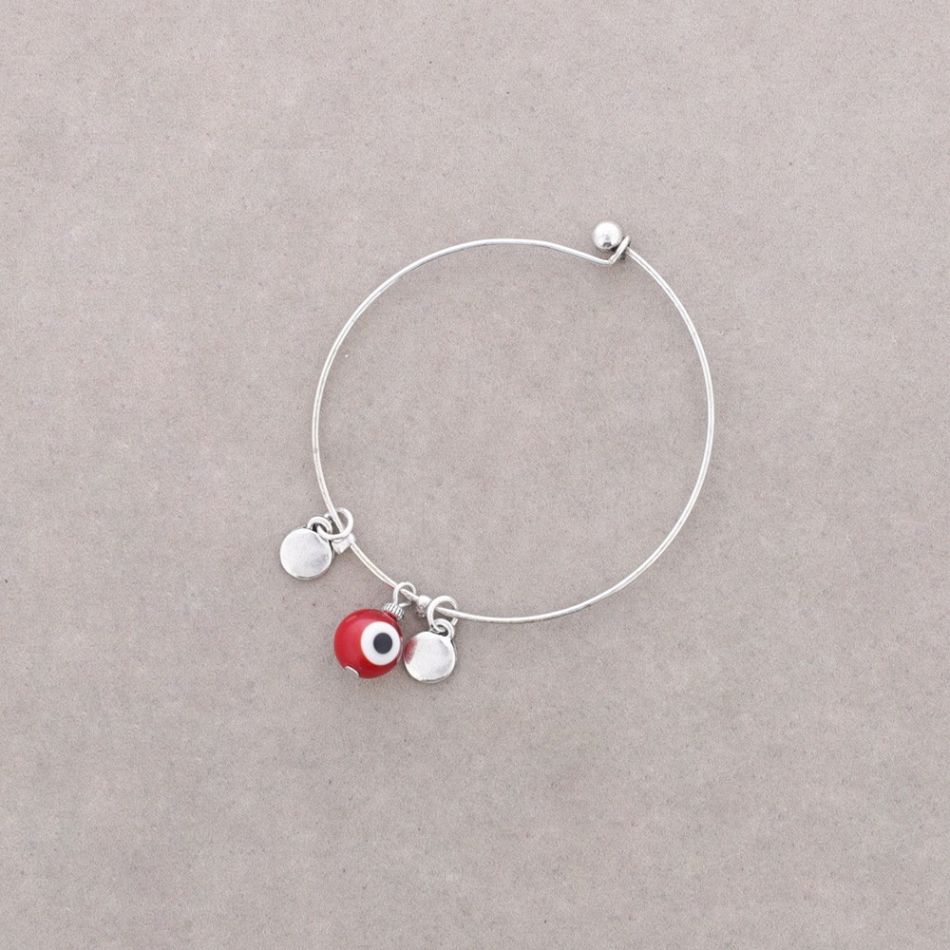 Metal and glass beaded hoop bracelet
