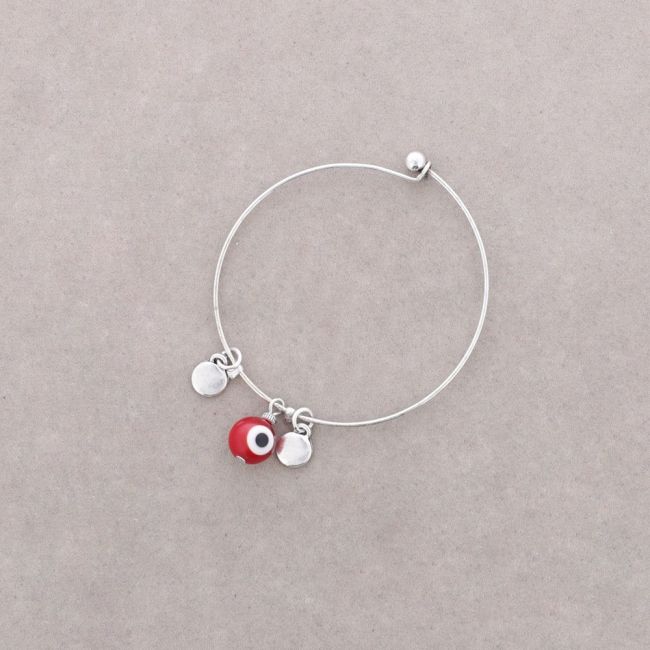 Metal and glass beaded hoop bracelet