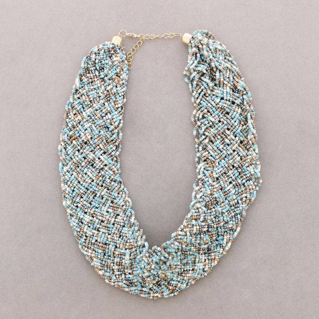 BEADED BRAIDED SHORT NECKLACE