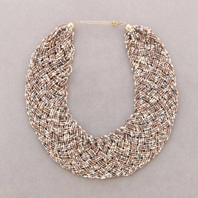 BEADED BRAIDED SHORT NECKLACE