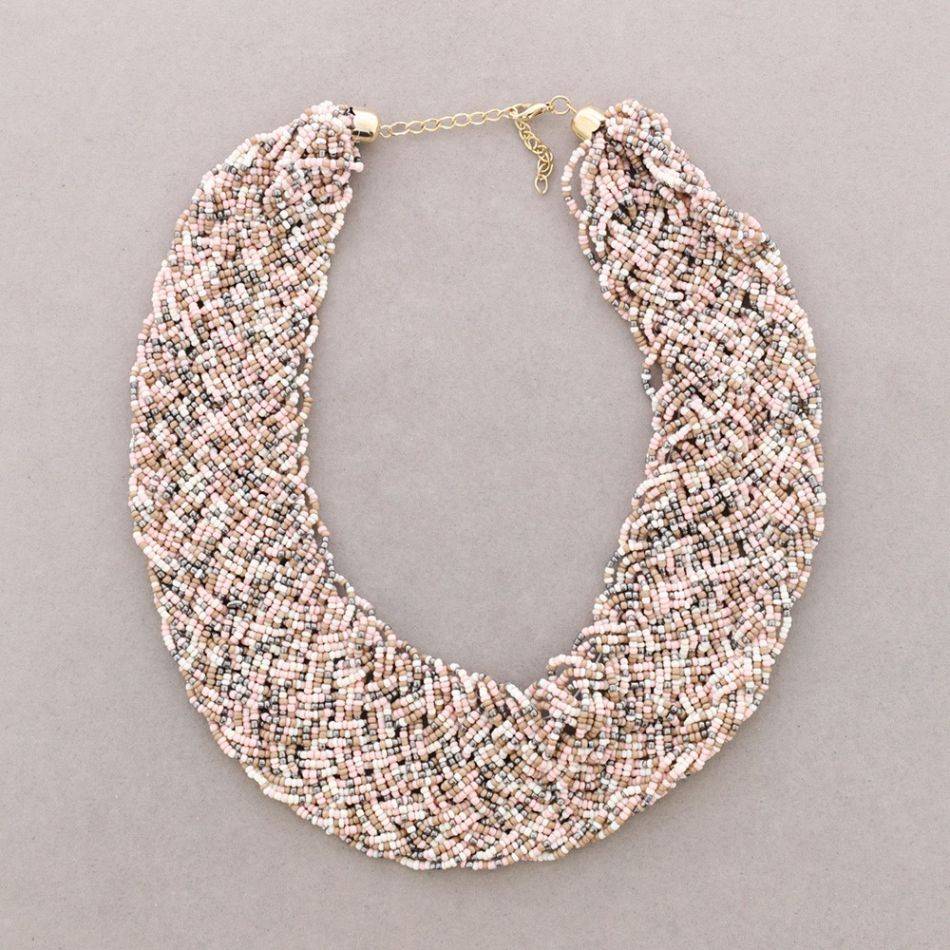 BEADED BRAIDED SHORT NECKLACE