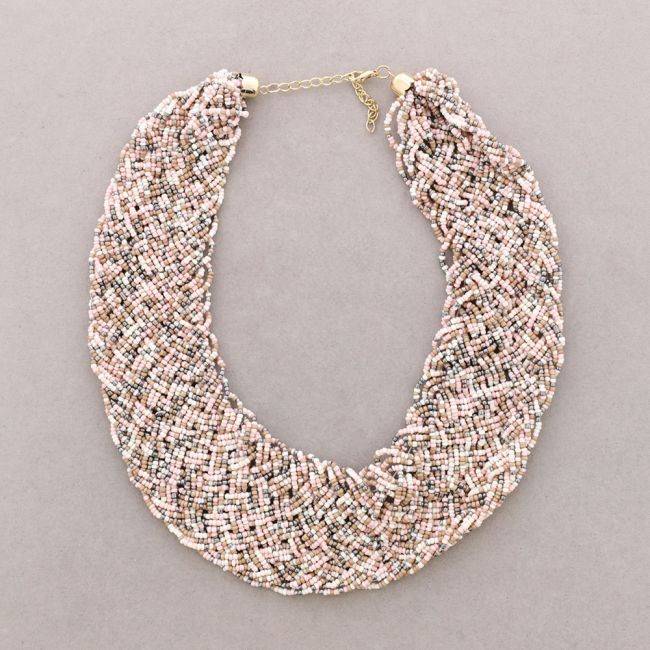 BEADED BRAIDED SHORT NECKLACE