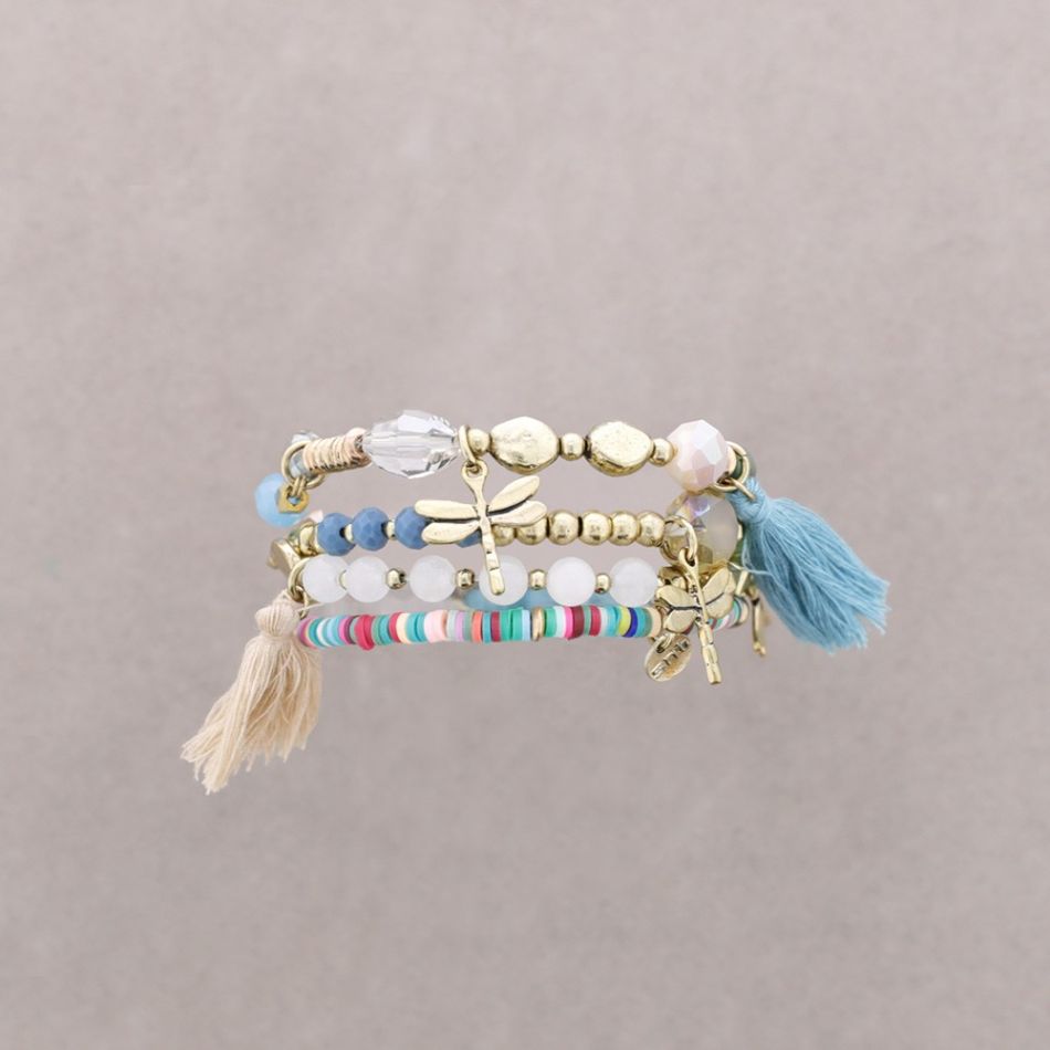 BRACELET 4 STRAPS BEADS