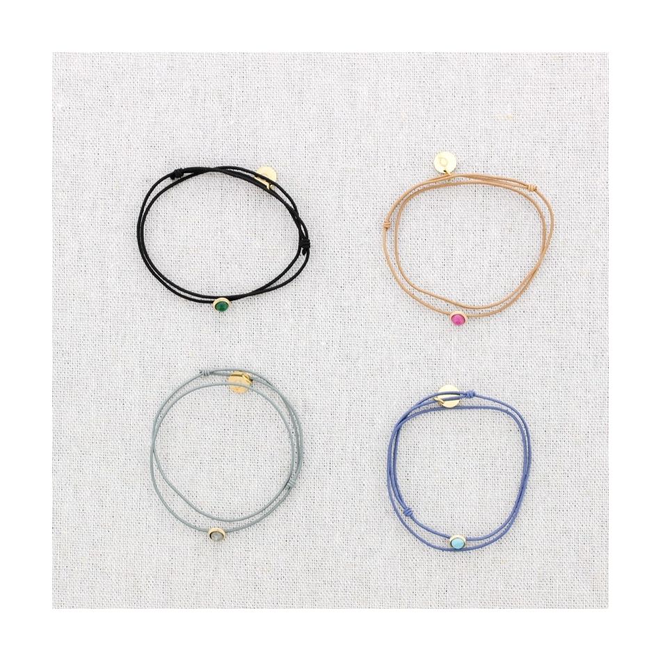PULSERA ELÁSTICA DOBLE ACERO PIEDRA